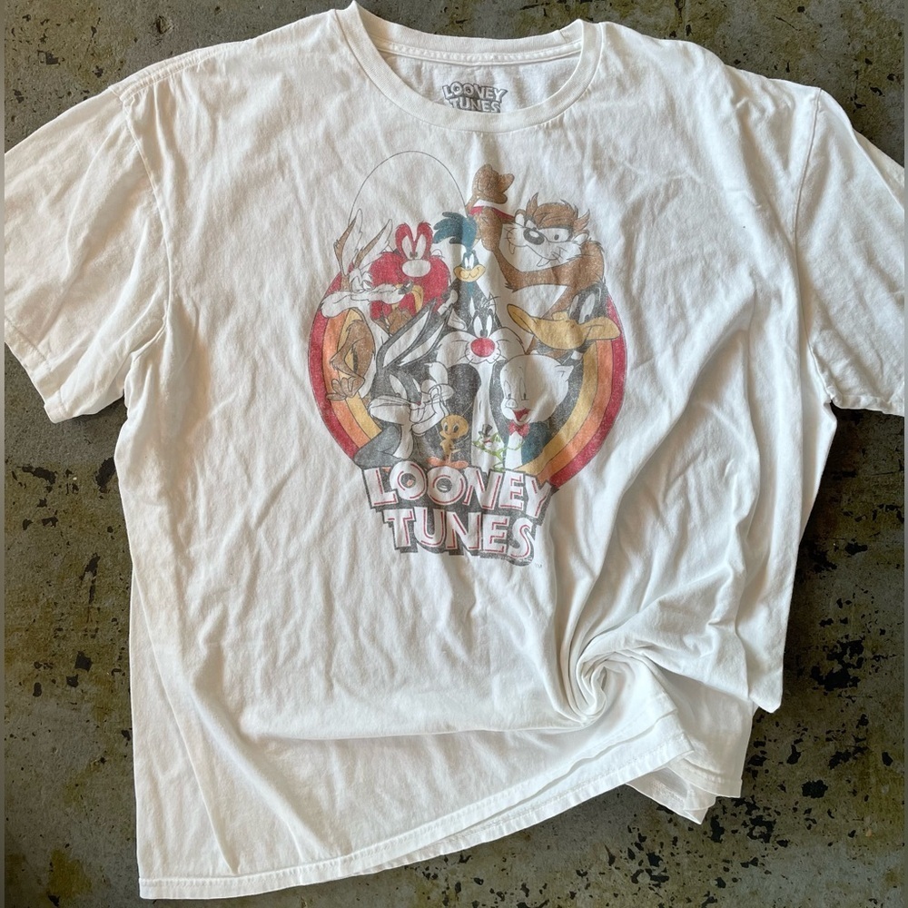 Warner Bros. Looney Tunes White Unisex 100% Cotton T-Shirt Size 2xl